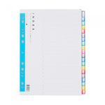Munhwa File A692-7 Premium A4 20-Tab Color PP Index Dividers for Large Volume Document Classification Made in Korea
